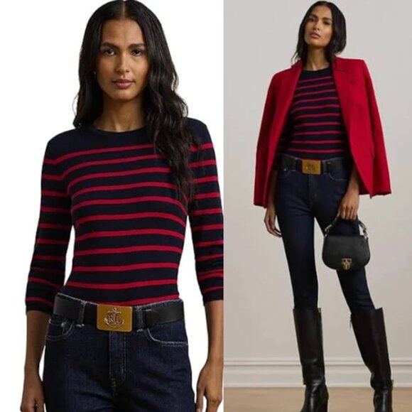 Talbots NWT Stripped Cotton blend 3/4 sleeve sweater size SP - Picture 11 of 11